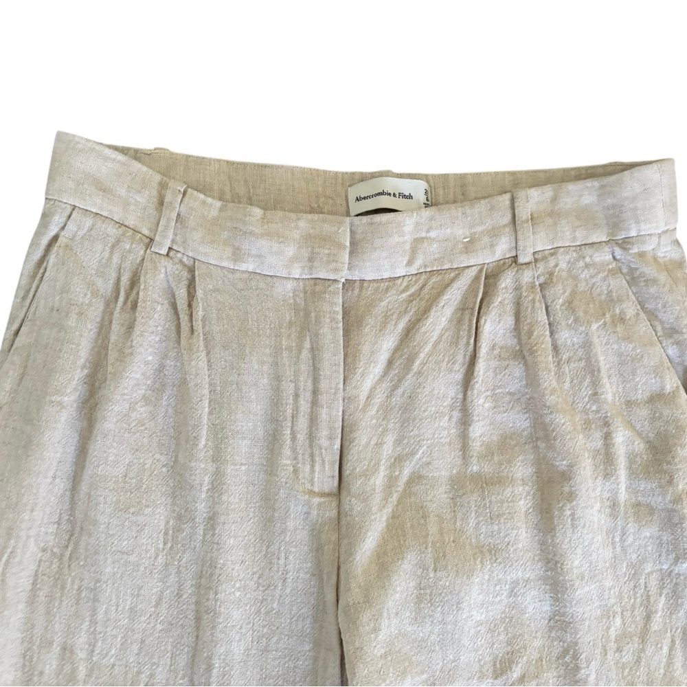 Abercrombie & Fitch Sloane Low Rise Tailored Linen-Blend Pant Sz 6/27 BEIGE - Picture 6 of 9